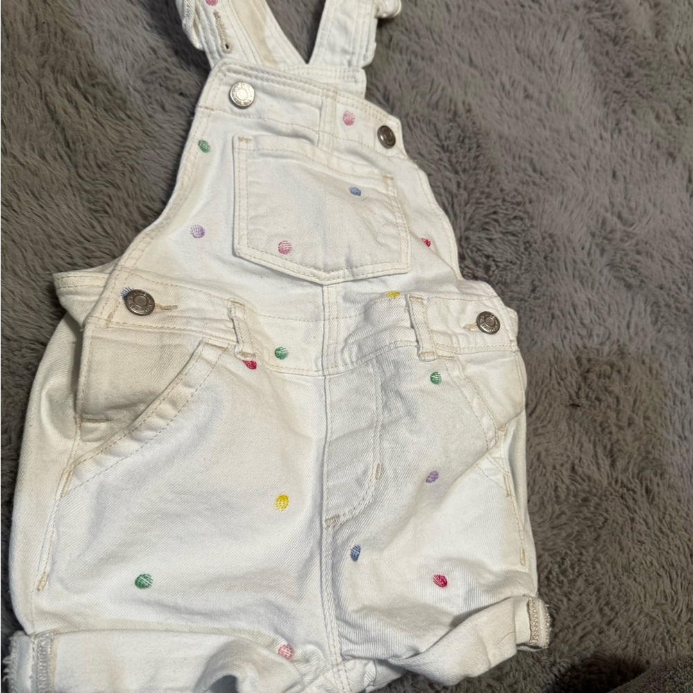 Kids White Polka Dot Overalls